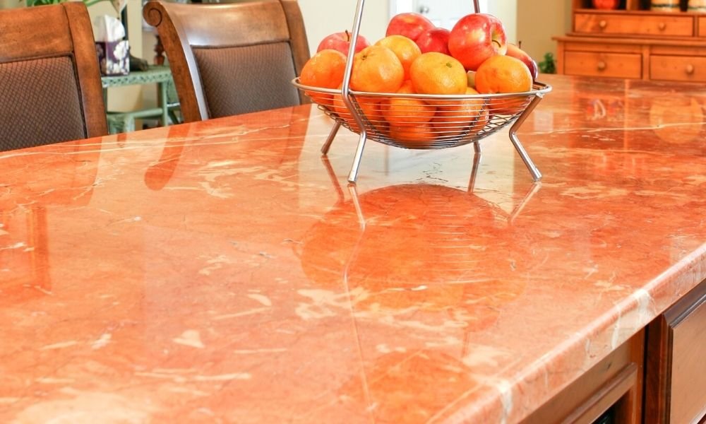 Pink marble countertop