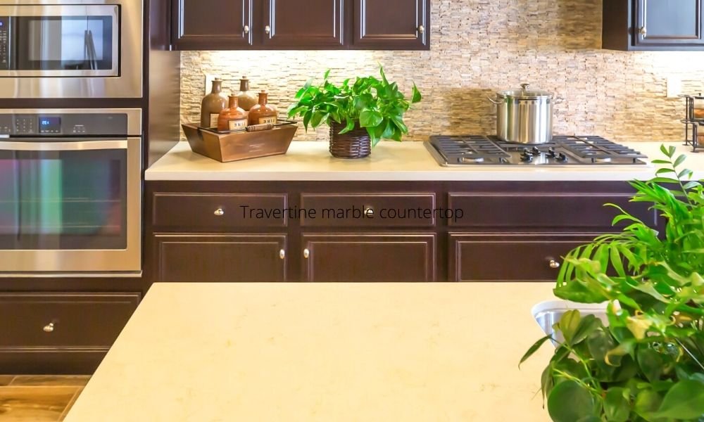 Travertine marble countertop